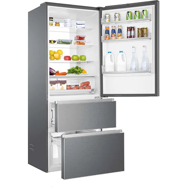 Combina frigorifica Haier A3FE743CPJ, 450 l, Clasa E, Total No Frost, Compresor Inverter, MyZone, SuperFreezing, Daylight, H 190 cm, Inox