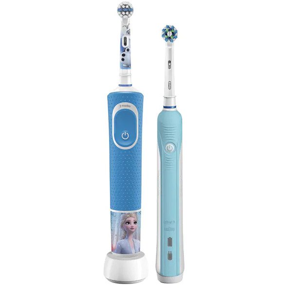Set 2 Periute de dinti electrice ORAL-B Family Edition, 40.000 pulsatii/min, 1 program, 2 capete, albastru PLUS Periuta de dinti electrica pentru copii ORAL-B Frozen