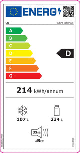Combina frigorifica LG GBP61DSPGN, No Frost, 341 l, H 186, cm, Clasa D, Grafit