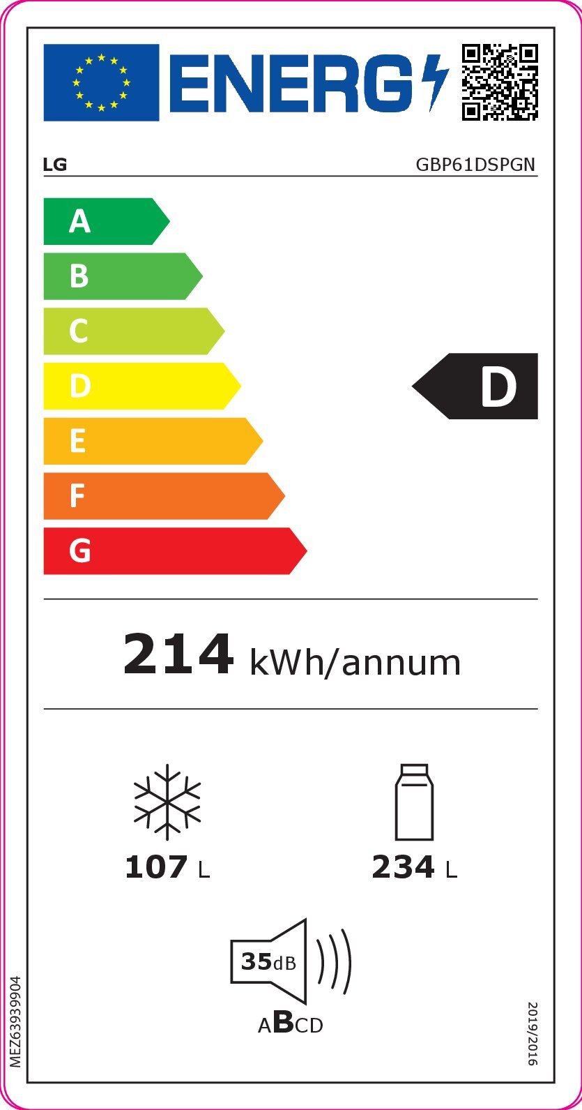 Combina frigorifica LG GBP61DSPGN, No Frost, 341 l, H 186, cm, Clasa D, Grafit