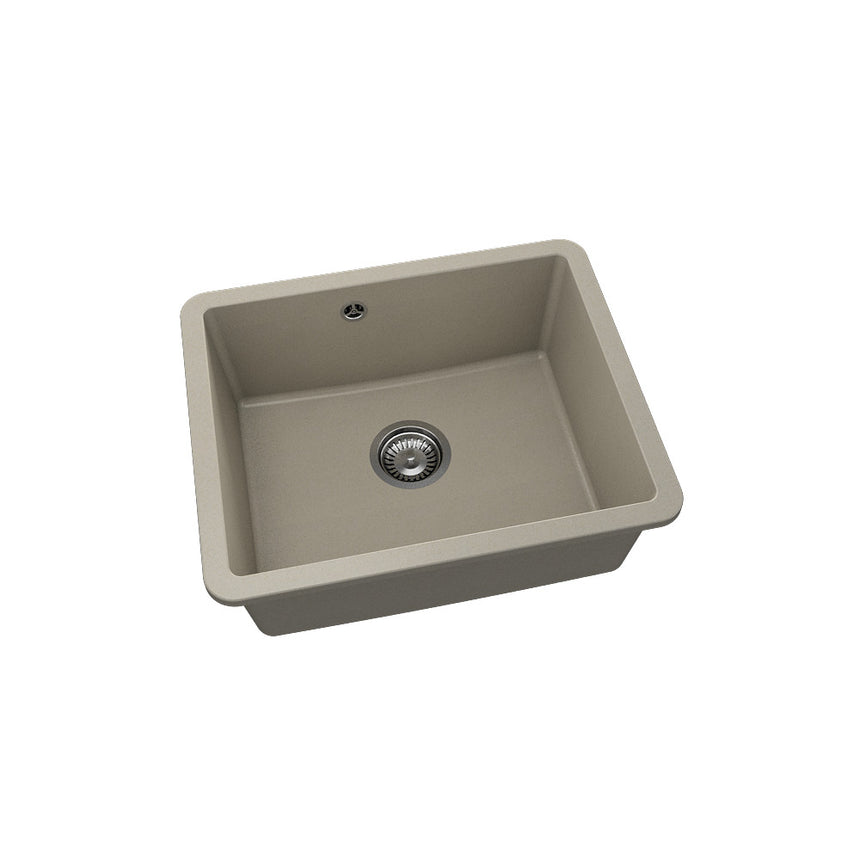 Chiuveta montaj sub blat(undermount), o cuva, Cuart natural, Fatgranit,56x46cm, Bej Inchis