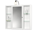Dulap baie cu oglinda Sieper Latina, iluminare cu halogen si rafturi laterale, lemn/aluminiu, 72x78 cm, alb, IP 20