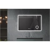 Oglinda baie Belform Atlantis, cu iluminare LED 3 culori, intrerupator Touch, ceas, lupa, functie dezaburire, 120x80 cm, clasa energetica F