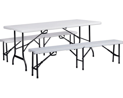 Set 2 Banci Pliabile 180x25x43 Cm Alb