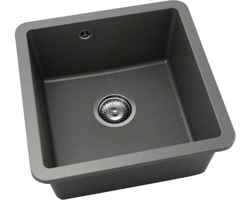 Chiuveta Bucatarie Cu O Cuva Fat Avangard 222 46x46 Cm Fara Picurator, Montare Sub Blat, Fatgranit Basalt