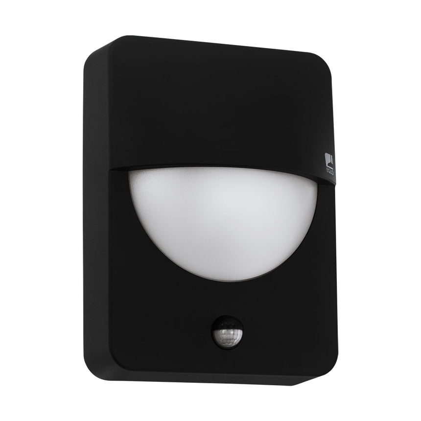 Aplica exterior, cu senzor, SALVANESCO, EGLO, E27, 1x28W, aluminiu turnat, negru, plastic, alb, 18 x 24 x 9 cm, IP44