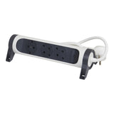 Prelungitor rotativ Legrand Revolution L694535, cu intrerupator iluminat, 3 prize, sectiune cablu 3x1.5mm, cordon 3m, Alb/Negru
