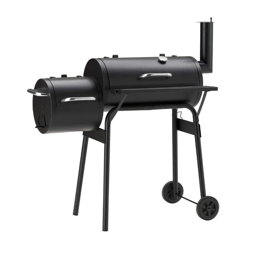 Gratar carbune American BBQ Grillchef, suprafata de gatit 53x30, smoker 23x30, dimensiune 115 x 116 x 65 cm