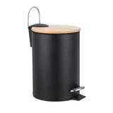 Cos metal de gunoi cu pedala, 3 litri, cu capac bambus natural, galeata detasabila, Frandis, negru/natur P3543662