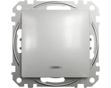 Buton Simplu Schneider Sedna Design, Cu Lumina, Aluminiu