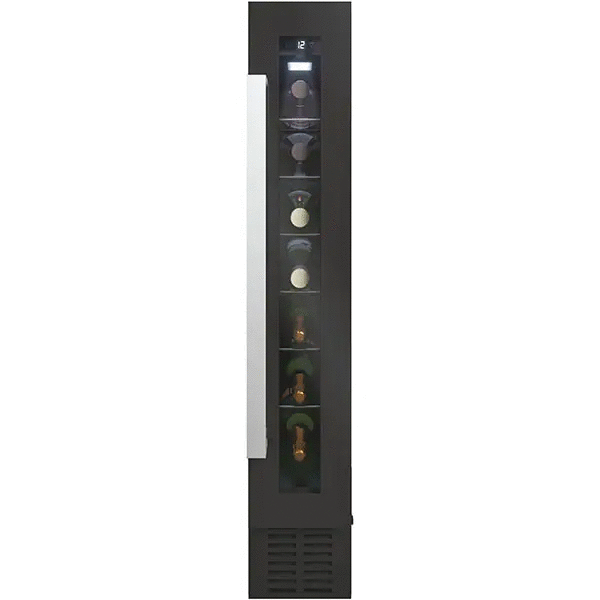 Racitor de vin Candy CCVB 15/1, 6 rafturi, 7 sticle , Ventilator, Iluminare Led, Clasa G, Negru