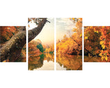 Tablou Canvas Autumn Lake, Set 4 Buc. 2x 40x55 Cm + 2x 40x80 Cm