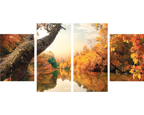 Tablou Canvas Autumn Lake, Set 4 Buc. 2x 40x55 Cm + 2x 40x80 Cm