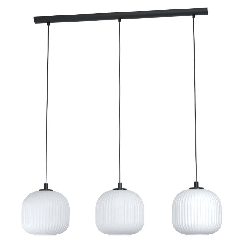 Lustra EGLO MANTUNALLE 99367, E27 3X40W IP20, Otel Negru, Sticla alba