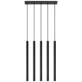 Lampa suspendata Pastelo negru otel 5 becuri tub modern de interior