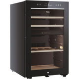 Racitor de vinuri Haier HWS42GDAU1, 42 sticle, WiFi, LED, dual zone, Usa reversibila, Clasa G, H 82 cm, Negru