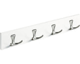 Cuier De Perete Cu 4x2 Carlige Hettich Country 500x80x46 Mm, Lemn Vopsit Alb/zamac Nuanta Inox