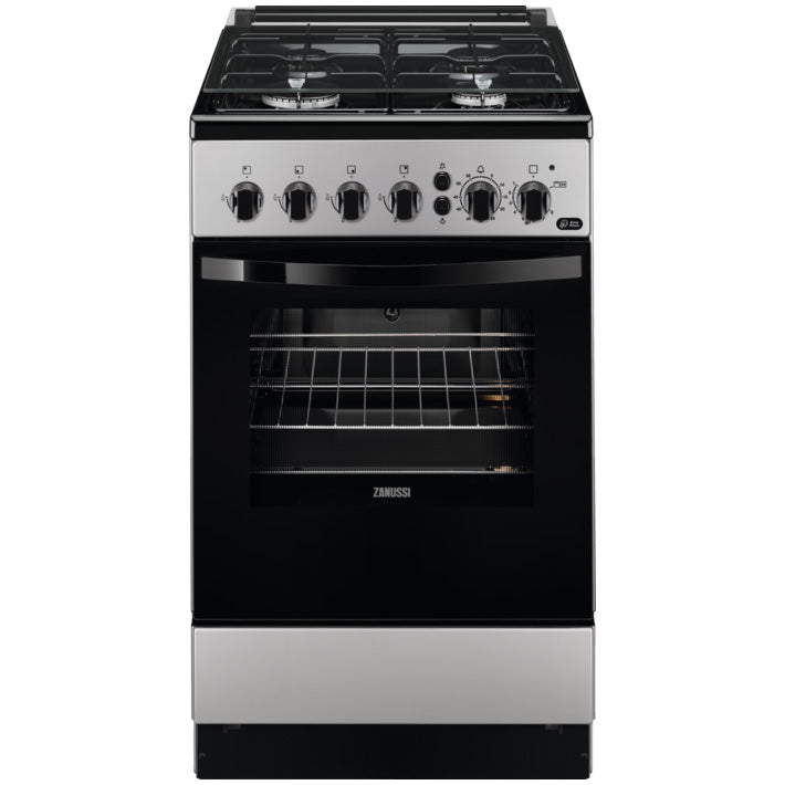 Aragaz Zanussi ZCG512K1SA, Gaz, 4 arzatoare, Grill, Aprindere electrica, 55 l, 50 cm, Argintiu