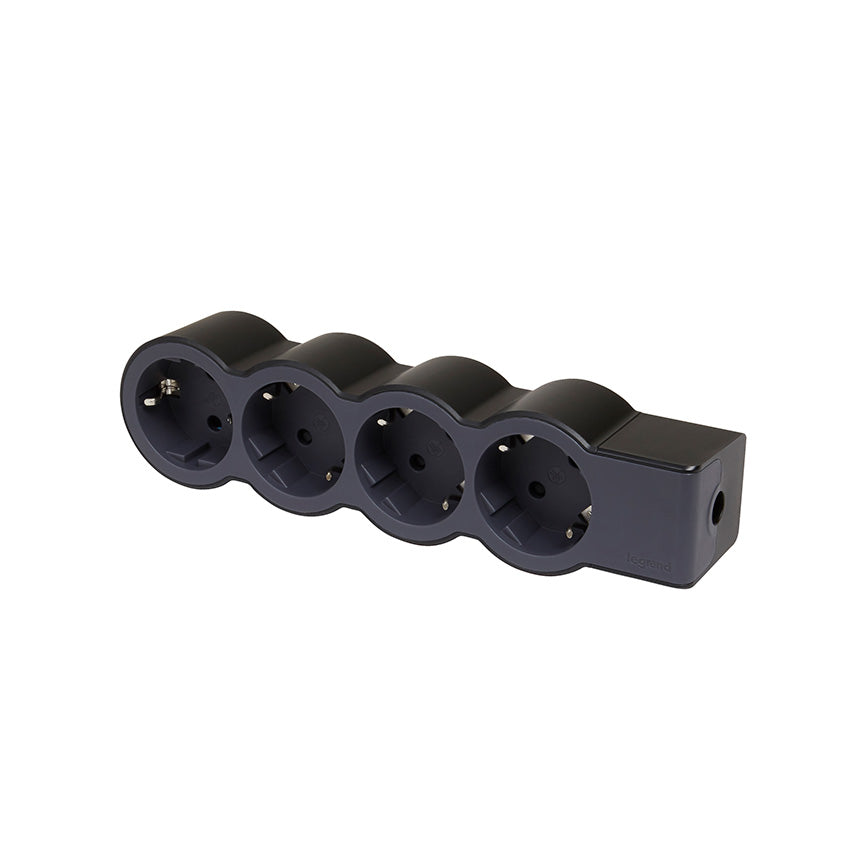 Multipriza Legrand Standard Revolution, 4 prize, 16A, 230V, fara cordon, Negru