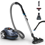 Aspirator cu sac Philips Performer Silent FC8787/09, 750 W, cap de aspirare TriActive+LED, mini perie turbo, aspirare de 99,9 % a prafului, albastru glacial