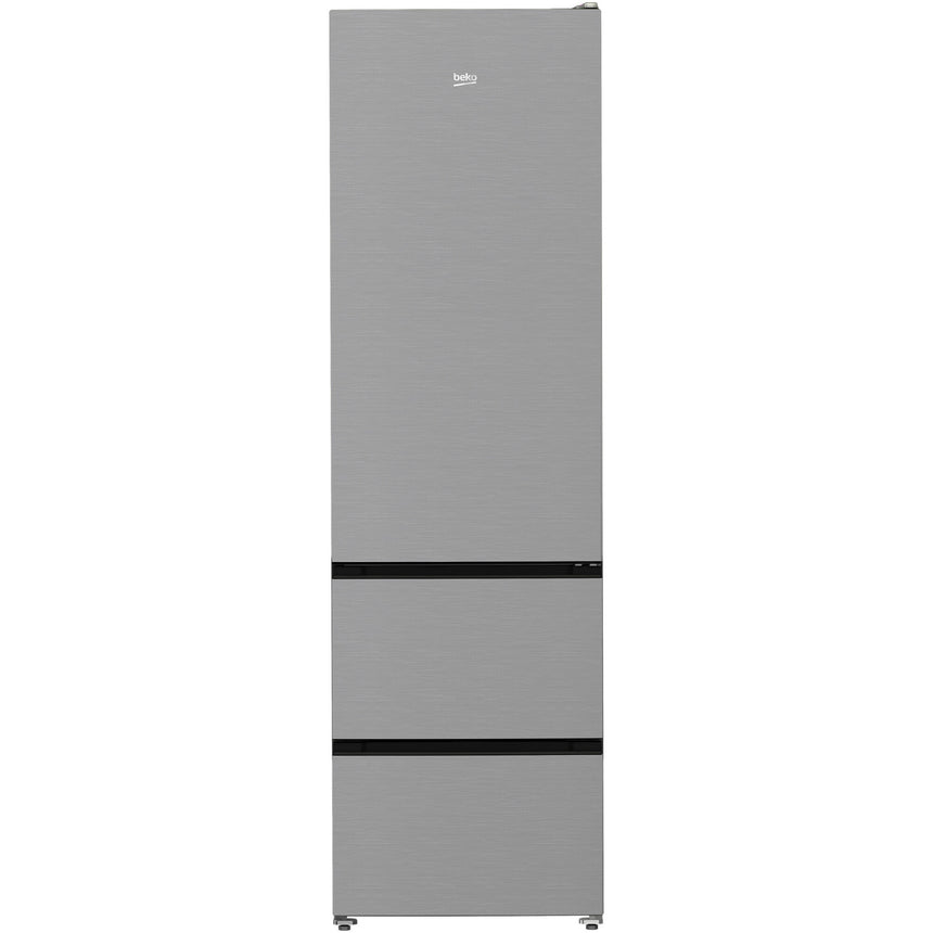 Combina frigorifica Beko B3RGNA354HXB1, 351 l, No Frost, HarvestFresh, AeroFlow, Kitchen Fit, Clasa E, 203.5 cm, Inox Look