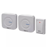 Sonerie wireless Emos AC P5731, 2 sonerii, buton fara baterii, semnalizare luminoasa, 230V AC, 36 tonuri, volum reglabil, 90 dB, 180 m, Alb