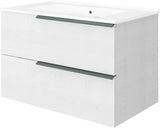 Set Mobilier Baie Savini Oikos, Include Baza Lavoar Si Lavoar Ceramic, 82 Cm, Alb