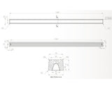Prag cabina dus drept din marmura compozita 140 cm Alb sanitar