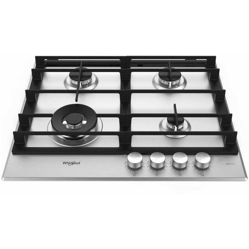 Plita incorporabila Whirlpool GMWL628IXLEE, Gaz, 4 zone gatit, Gratar fonta, 60 cm, Inox