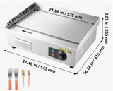 Plita Electrica Parilla 3200W, 50-300°C, Grill Profesional, 2 Pensule, 2 Spatule, Inox