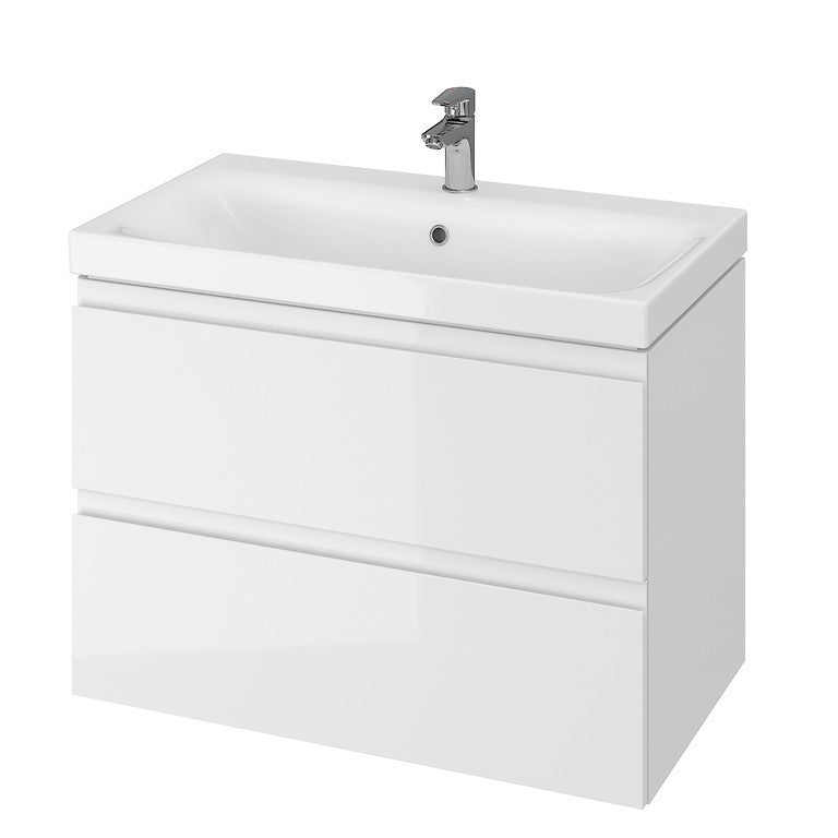 Pachet Cersanit 974 MODUO S801-220-DSM, dulap, 2 sertare, inchidere lenta, manere ascunse + lavoar, 79.5 x 44.7 x 57 cm