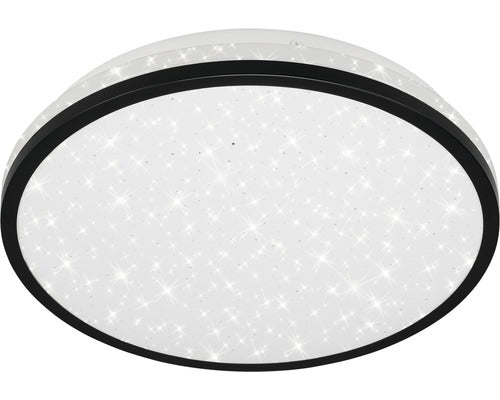 Plafoniera cu LED integrat Acotus 12W 1200 lumeni, pentru baie IP44, alb/negru cu efecte de stele