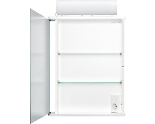 Dulap baie cu oglinda Jokey Entro, cu iluminare, PAL, 50x74 cm, alb aluminiu, IP 20