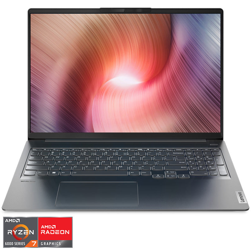 Laptop Lenovo IdeaPad 5 Pro 16ARH7 cu procesor AMD Ryzen™ 7 6800HS Creator Edition pana la 4.70 GHz, 16'', 2.5K, IPS, 120Hz, 16GB DDR5, 1TB SSD, AMD Radeon 680M Graphics, No OS, Storm Grey
