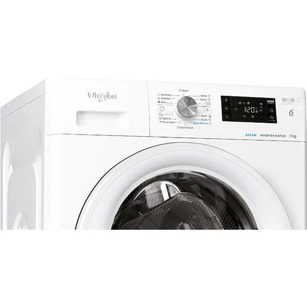 Masina de spalat rufe frontala WHIRLPOOL FFB7438WVEE, 6th sense, FreshCare+, 7kg, 1400rpm, Clasa A+++, alb