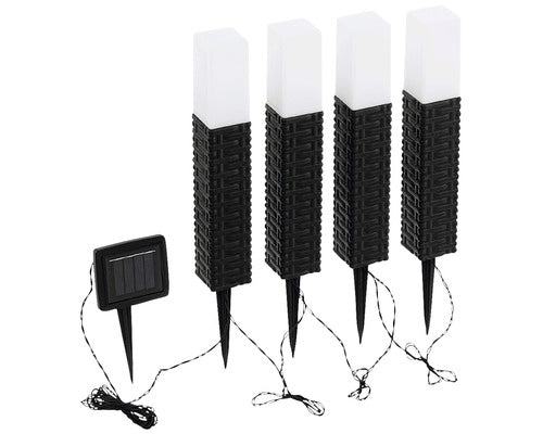 Set Stalpi Solari Cu Led Z_solar 2 Lumeni 6500k 27cm, Plastic Maro/negru, Rectangulari, 4 Bucati