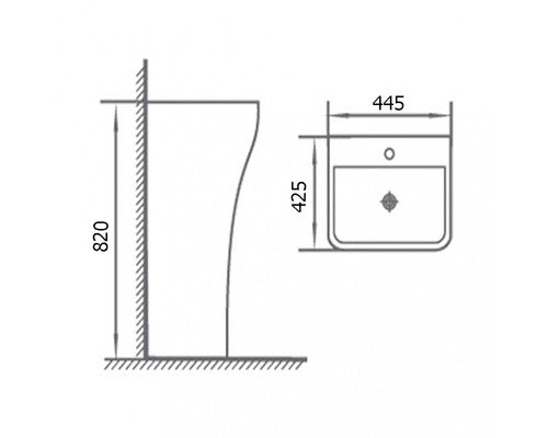 Lavoar Freestanding Rectangular, 44,5x42,5 cm, Negru Mat, P325MB