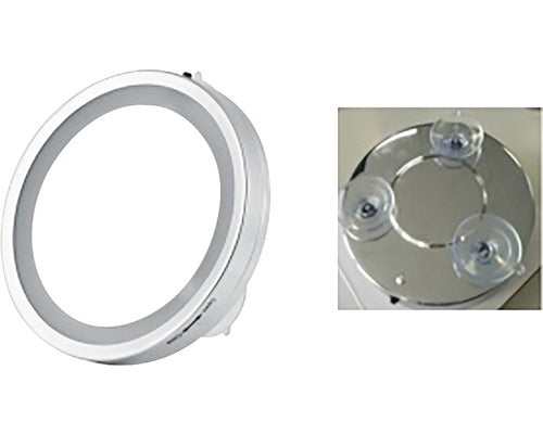 Oglinda Cosmetica cu LED si Ventuza Jokey Lola, Marire 3x, Argintiu