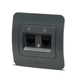 Priza Dubla UTP RJ45 Elbi Jazz Cat6 Incastrat Antracit ST