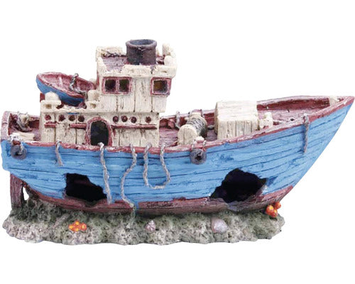 Decoratiune Acvariu Epava Pescador 27, 5x9x15, 5 Cm Albastru