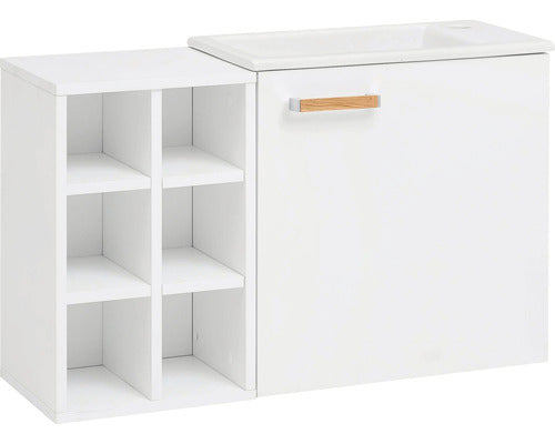 Set Mobilier Baie Frida, Include Baza Lavoar, Lavoar Ceramic Si Oglinda, Alb
