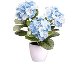 Planta Artificiala Hortensie In Ghiveci H 32 Cm Albastru/ Alb