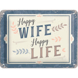 Placa decor metalica 15x20 cm "Happy Wife, Happy Life"