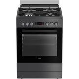 Aragaz Beko FSM62320SAC, Mixt, 4 arzatoare,WOK , High-Efficiency Gas Burner, Safety Plus, Gratare fonta, SteamShine Cleaning, Autocuratare catalitica, Timer, Clasa A, 60 cm, Antracit