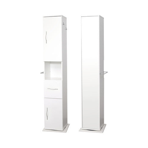 Coloana rotativa 39x190 cm 2 usi reversibile, 1 sertar, alb