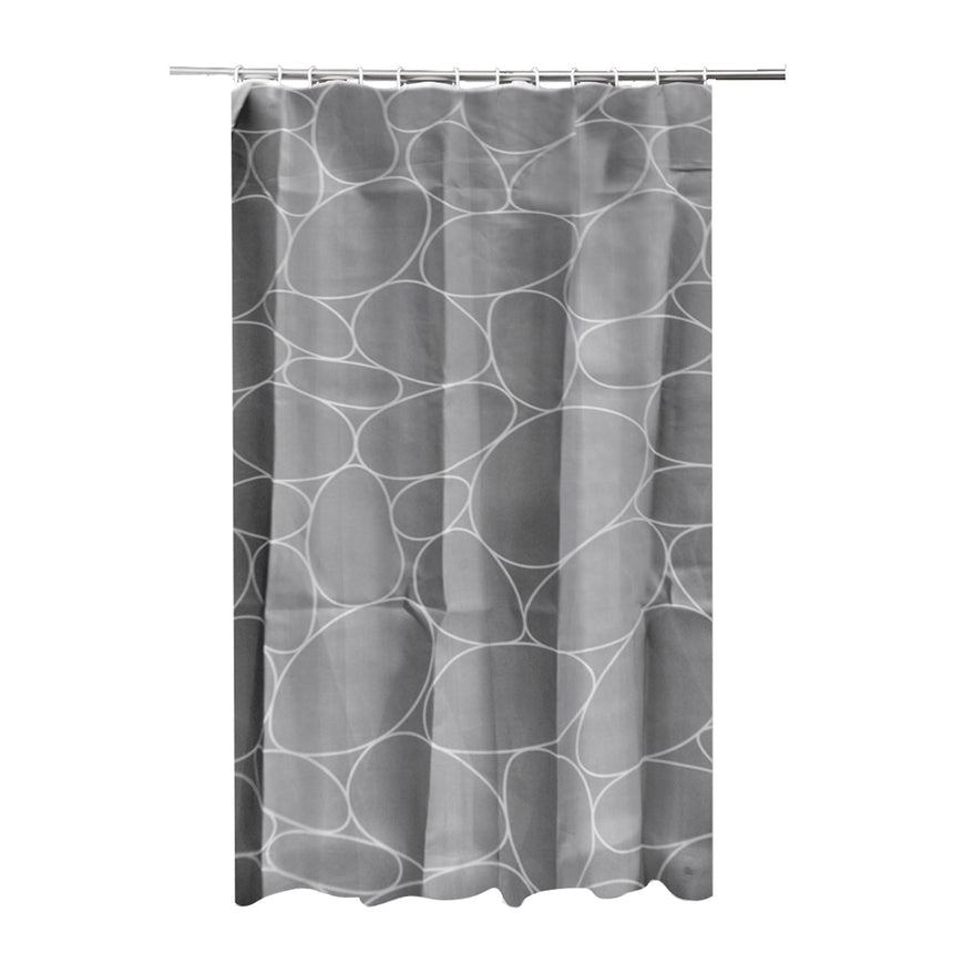 Perdea dus textila, Frandis, 180x200 cm, poliester, gri/alb, model pietre gri