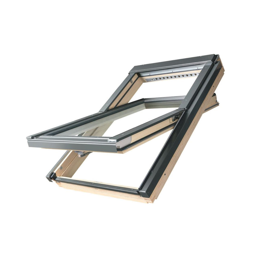Fereastra de mansarda cu articulare mediana FTP-V U5, include rama EZV-A-XDP, Fakro - 55x98