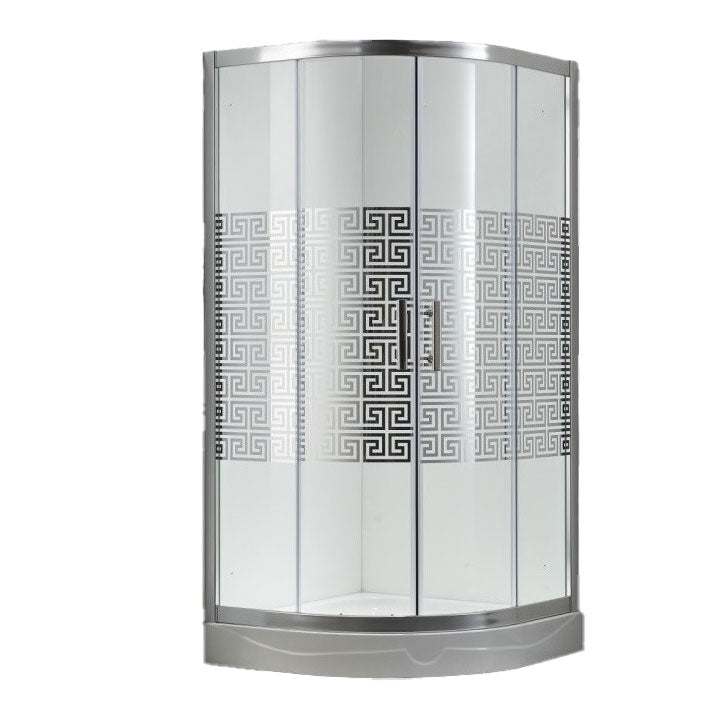 Cabina de dus semirotunda Belform Maze, 80x80 cm, usi glisante