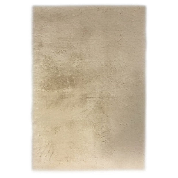 Covoras baie pufos antiderapant, Frandis, poliester/TPR, 50X80 cm, happy bej champagne