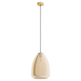 Pendul ALOBRASE, E27, 1x40W, otel, alama matisata, sticla, chihlimbar